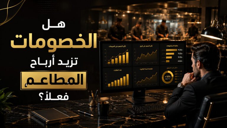 مدير مطعم يحلل تأثير الخصومات على الأرباح باستخدام مؤشرات مالية.