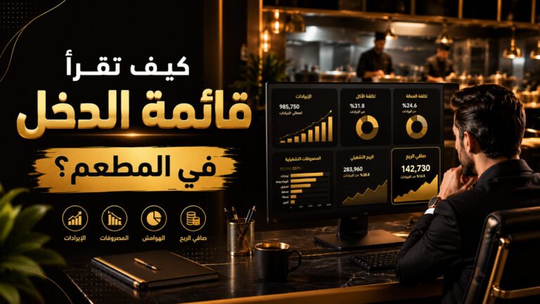 مدير مطعم يراجع قائمة الدخل والمؤشرات المالية لاتخاذ قرارات مالية.
